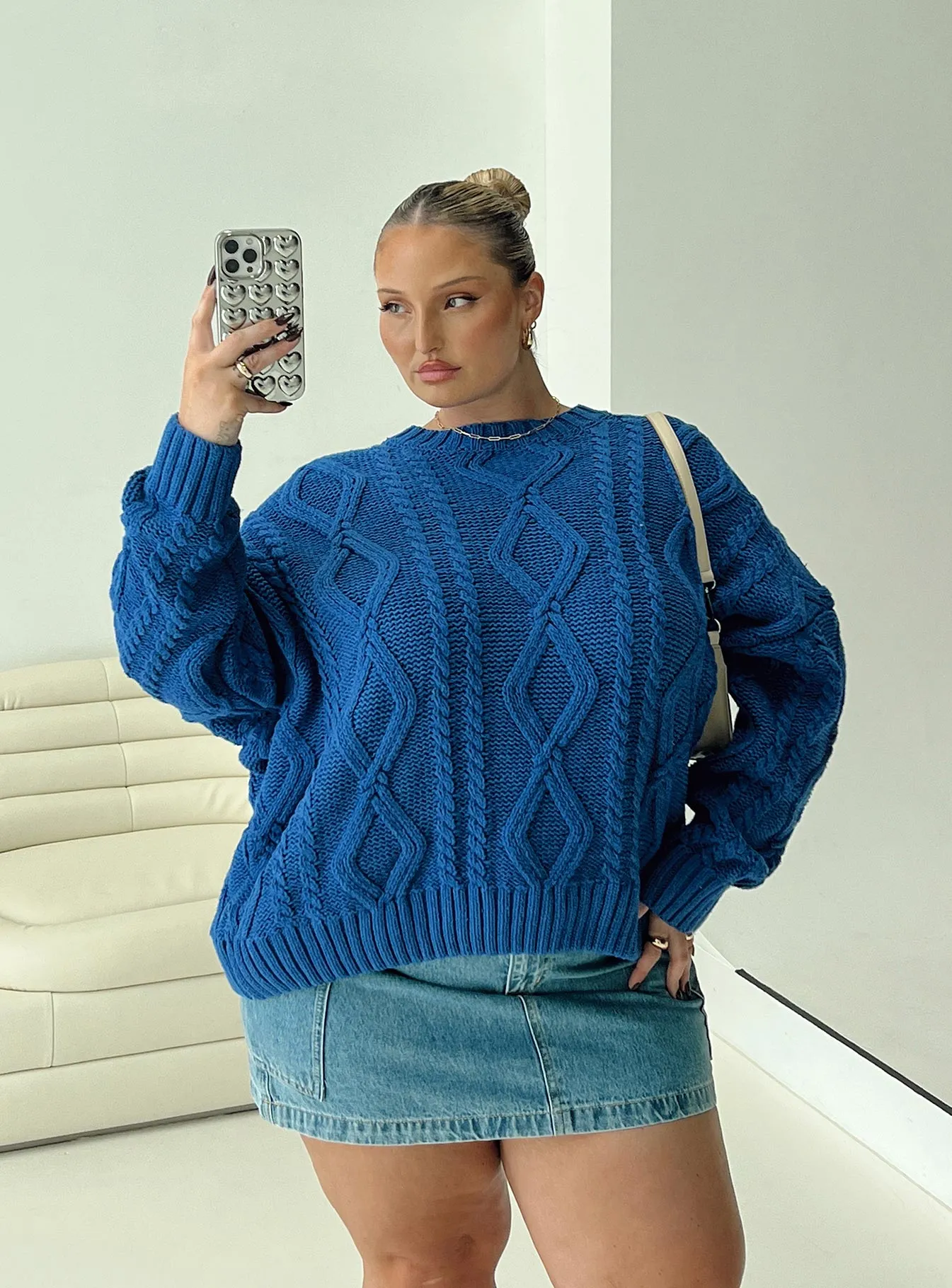 Anaya Oversized Sweater Monday Blues Curve