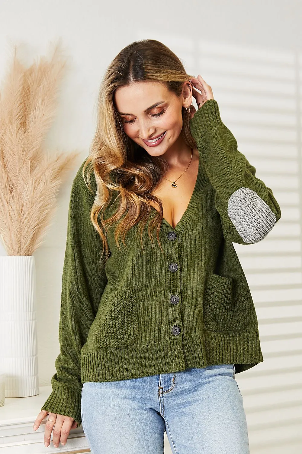 Army Green Button Down Cardigan