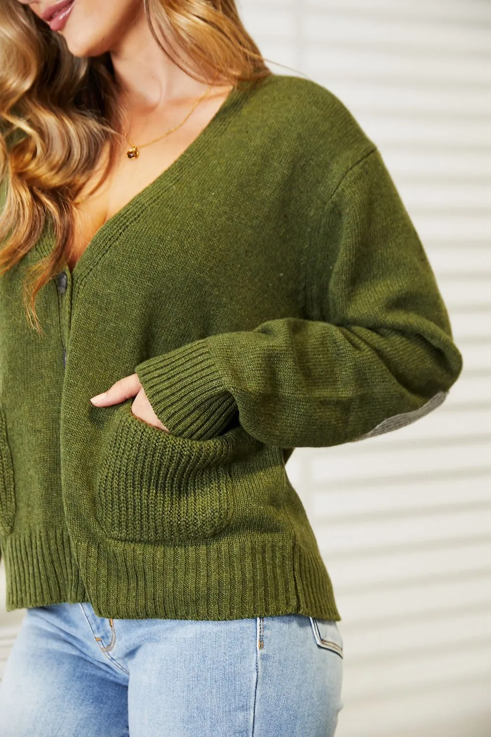 Army Green Button Down Cardigan