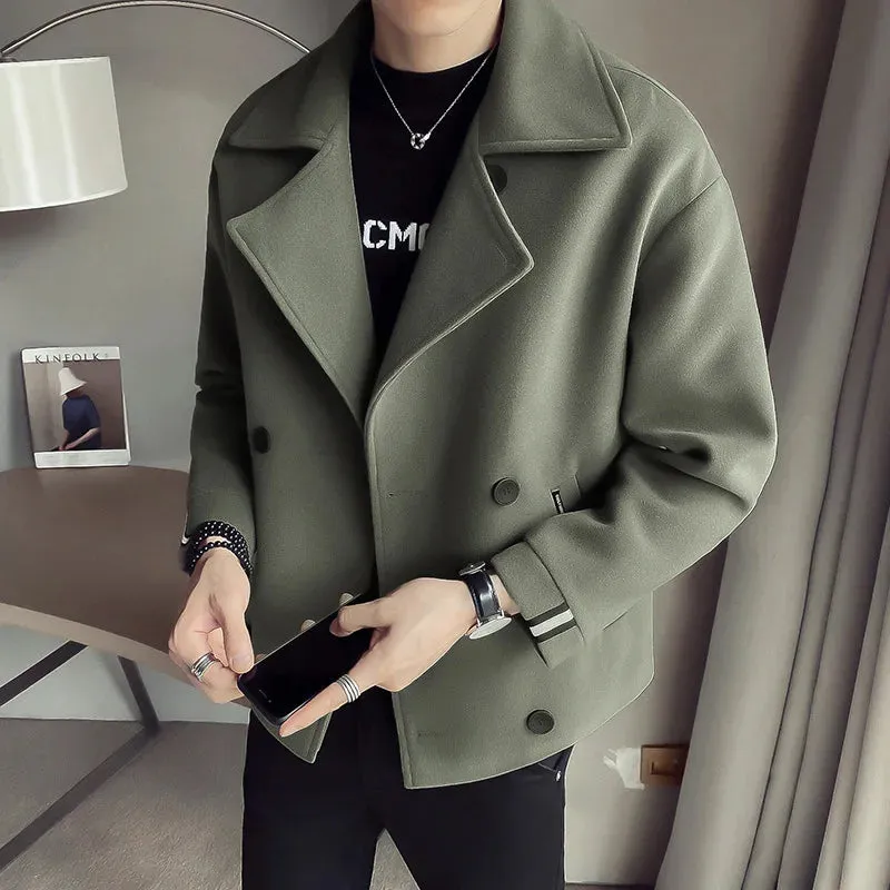 Autumn And Winter New Men's Trench Coat Jacket Casual Warm Wool Coat