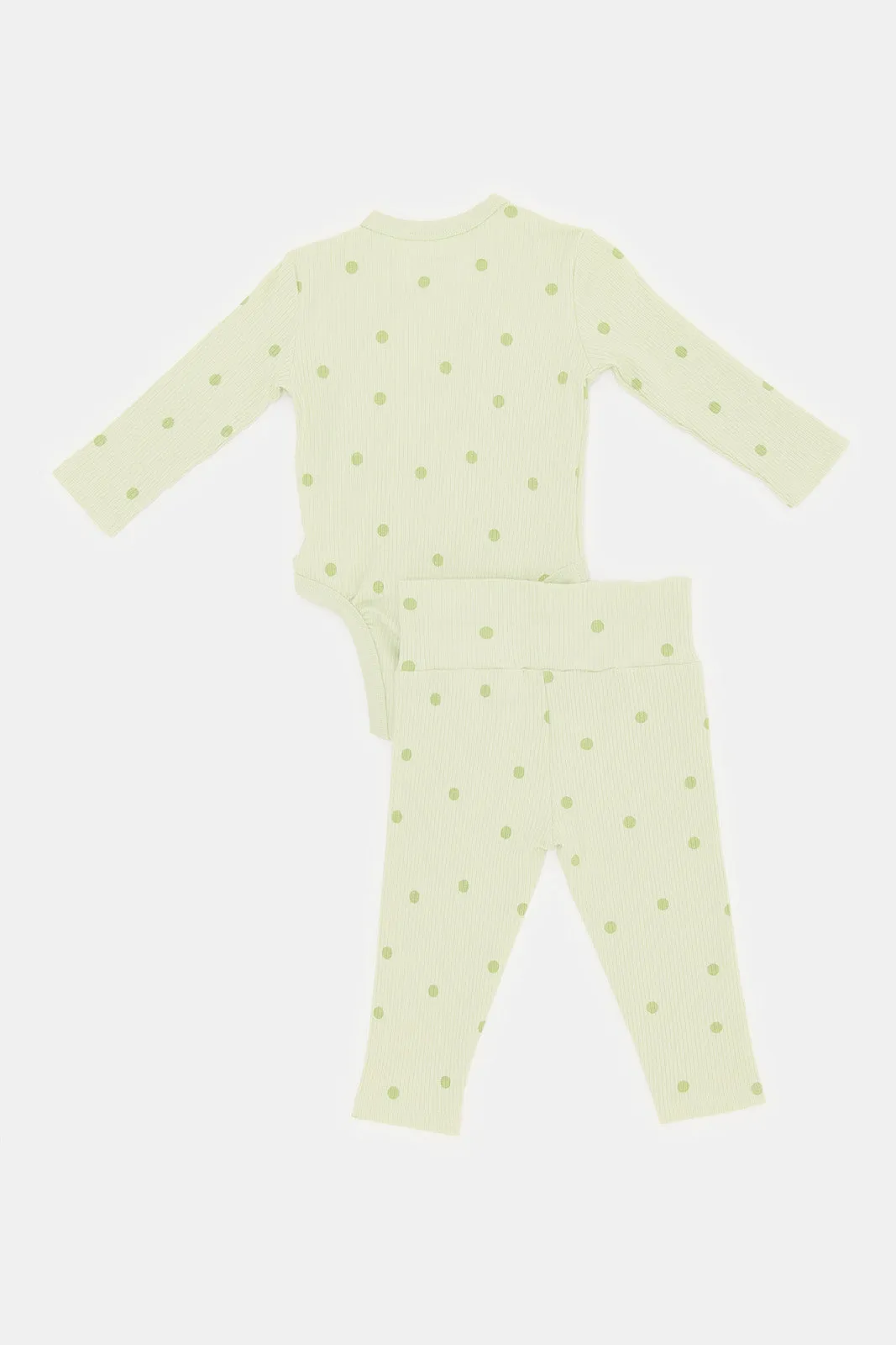 Baby Green Printed Bodysuit Set (2 Piece)