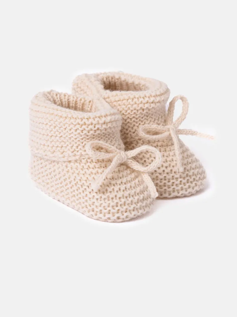 Baby Unisex Snuggle Knitted Booties - Beige