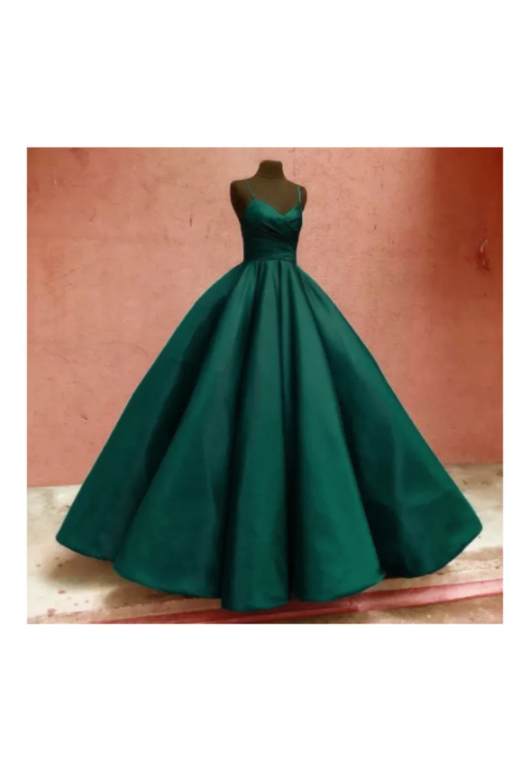 Ball Gown Spaghetti Straps Satin Floor Length Prom Dresses, Long Quinceanera Dresses