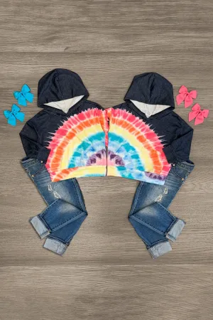 BFF Black & Rainbow Tie Dye Hoodie