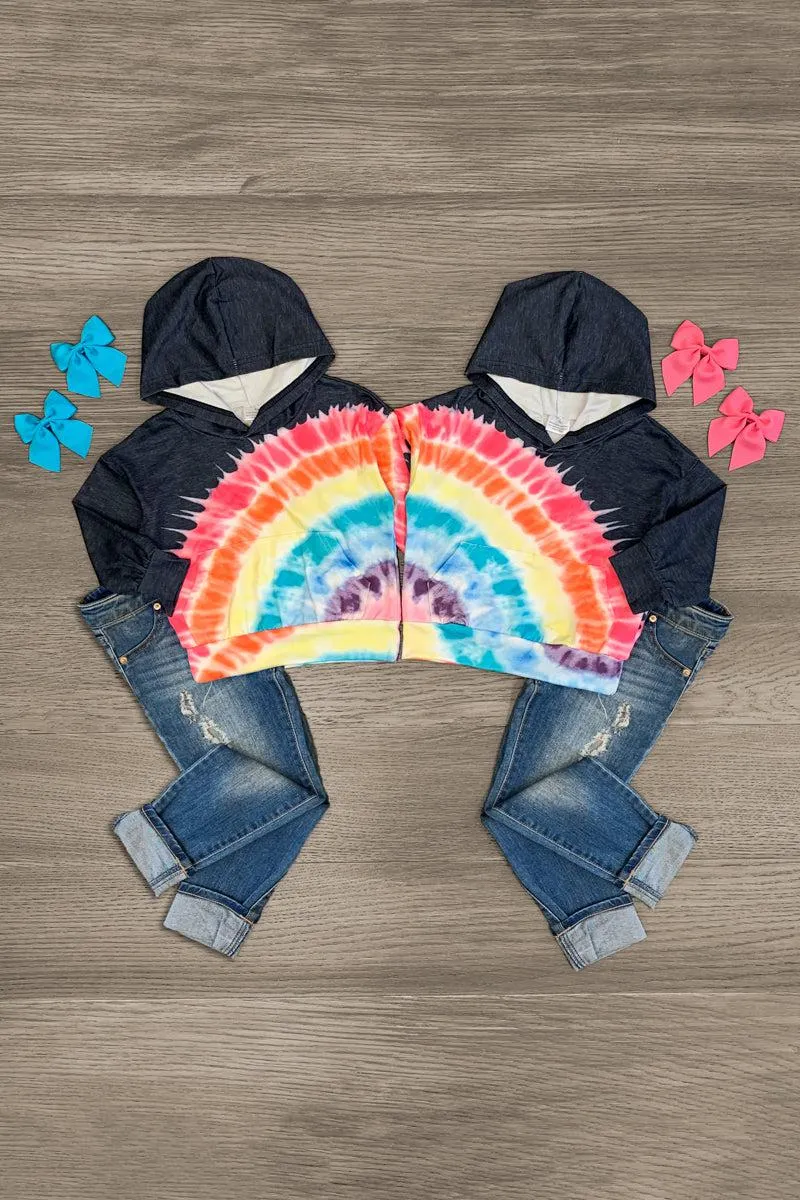 BFF Black & Rainbow Tie Dye Hoodie