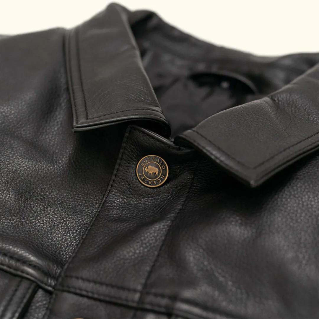 Black Leather Trucker Shirt