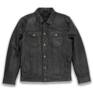 Black Leather Trucker Shirt