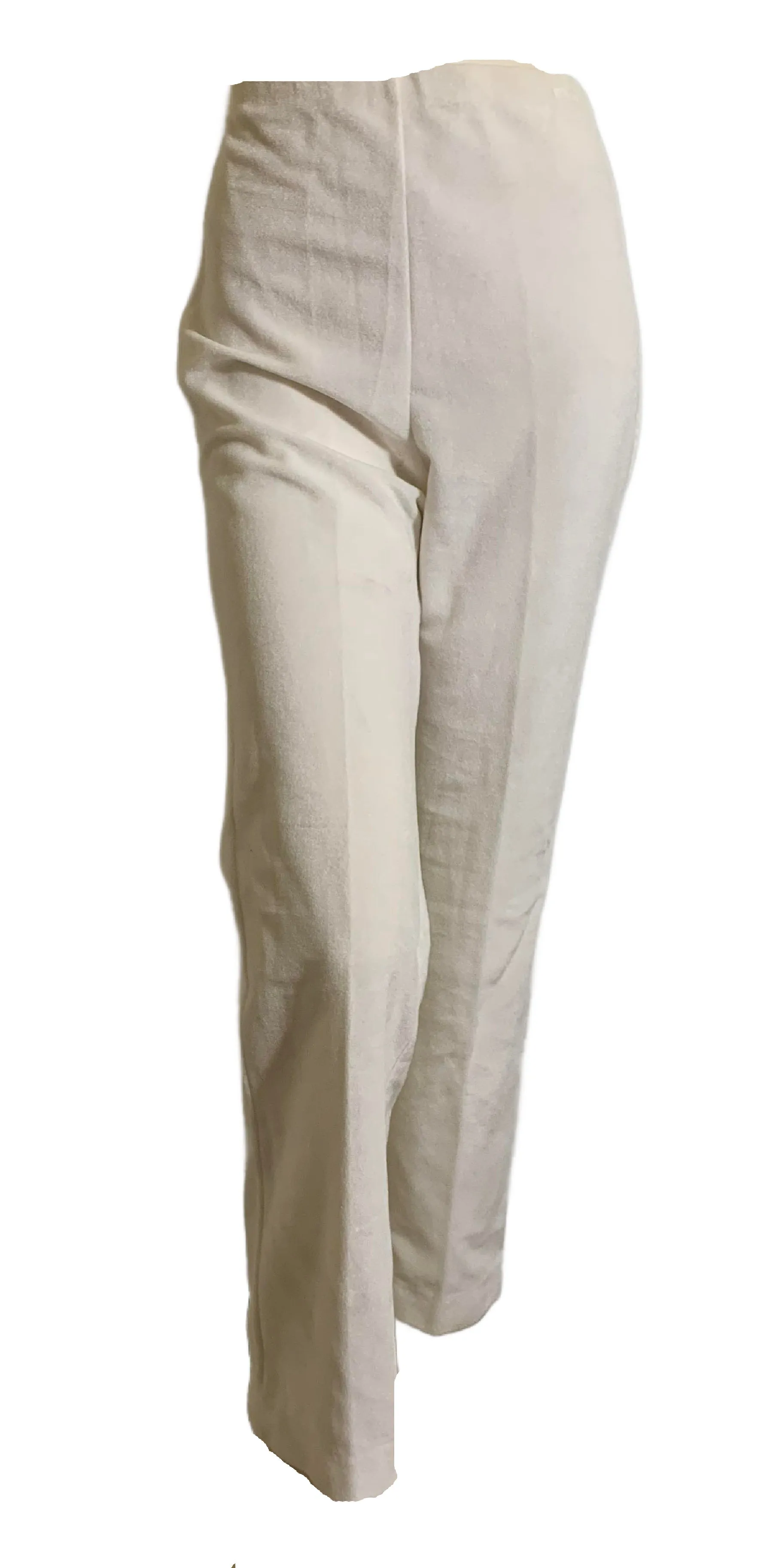 Brushed Nylon Pleat Front White Bell Bottom Pants circa 1970s