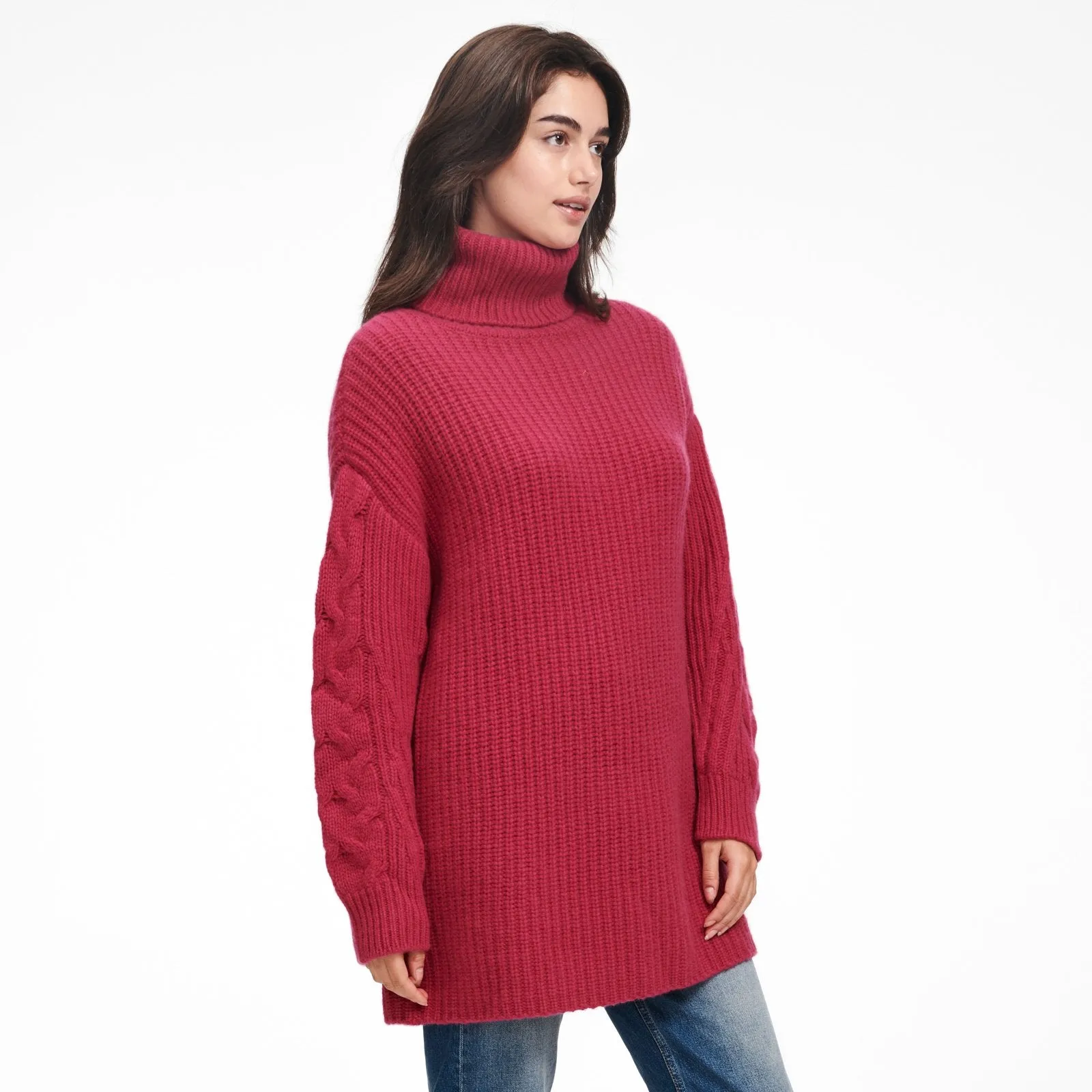 Cable Knit Sleeve Turtleneck