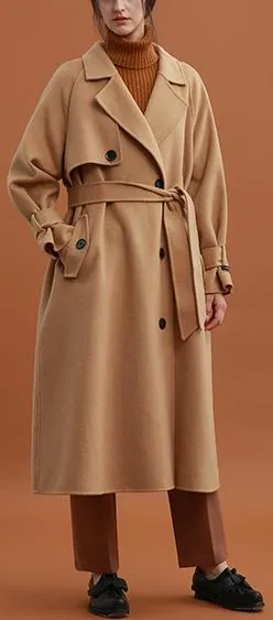 Camel Oversized Wool Trench Coat