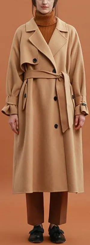 Camel Oversized Wool Trench Coat