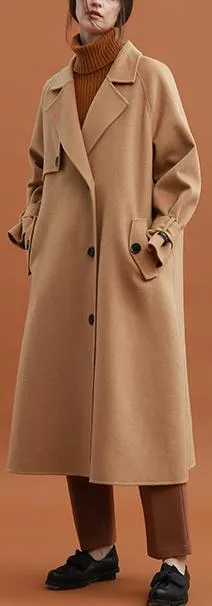 Camel Oversized Wool Trench Coat