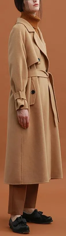 Camel Oversized Wool Trench Coat