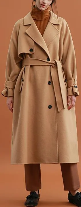 Camel Oversized Wool Trench Coat