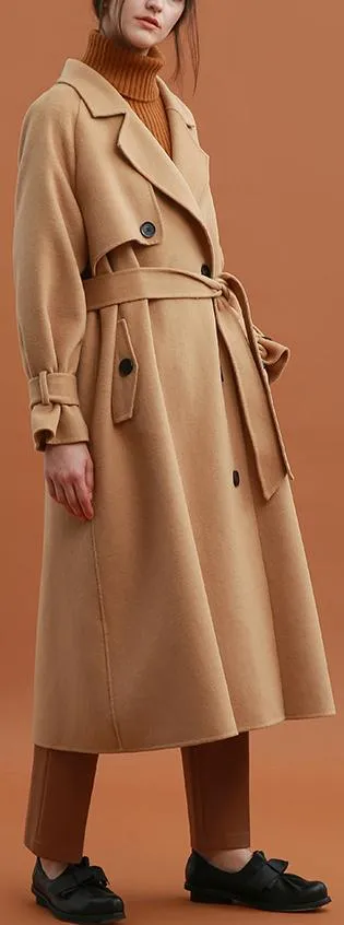 Camel Oversized Wool Trench Coat