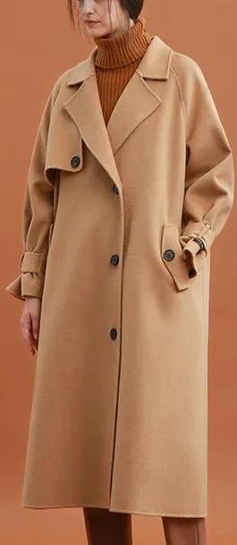 Camel Oversized Wool Trench Coat