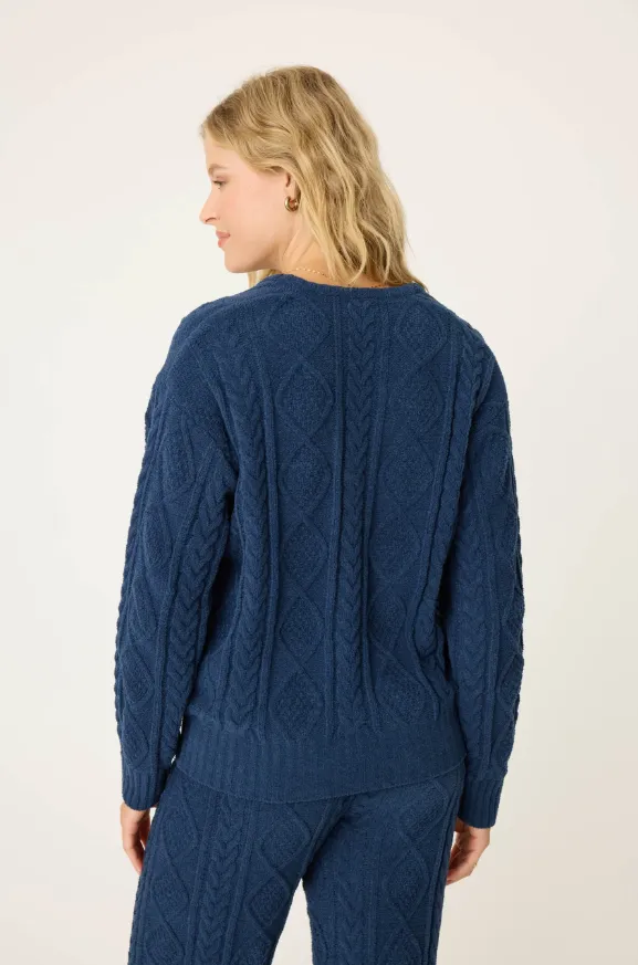 Chenille Cozy Cable V-Neck Sweater