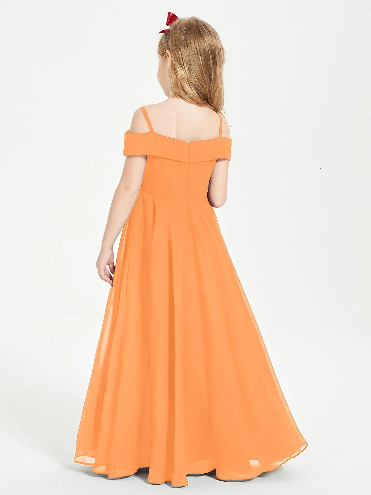 Chic Junior Bridesmaid Dresses Off the Shoulder Orange