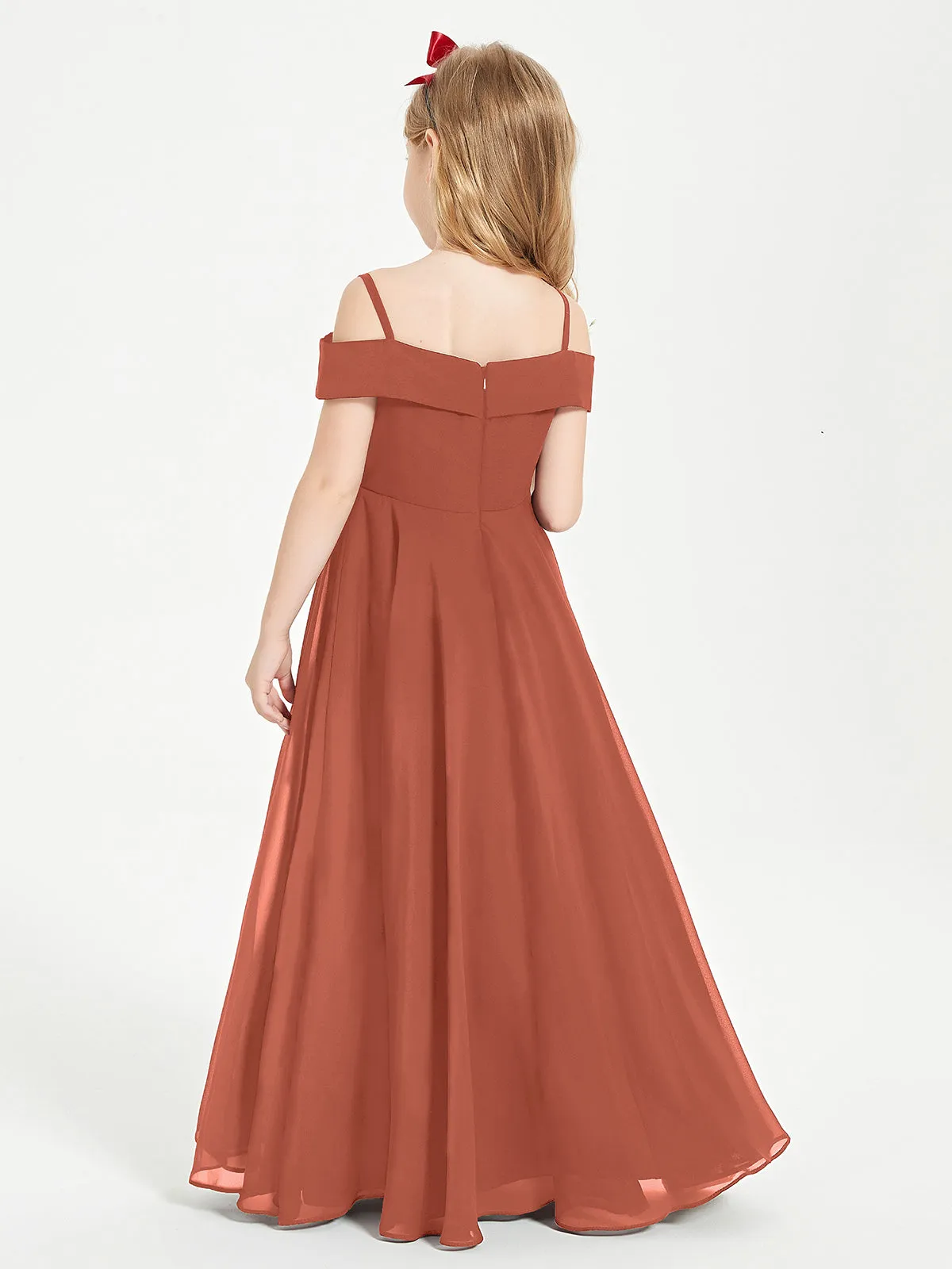 Chic Junior Bridesmaid Dresses Off the Shoulder Rust