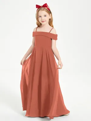 Chic Junior Bridesmaid Dresses Off the Shoulder Rust