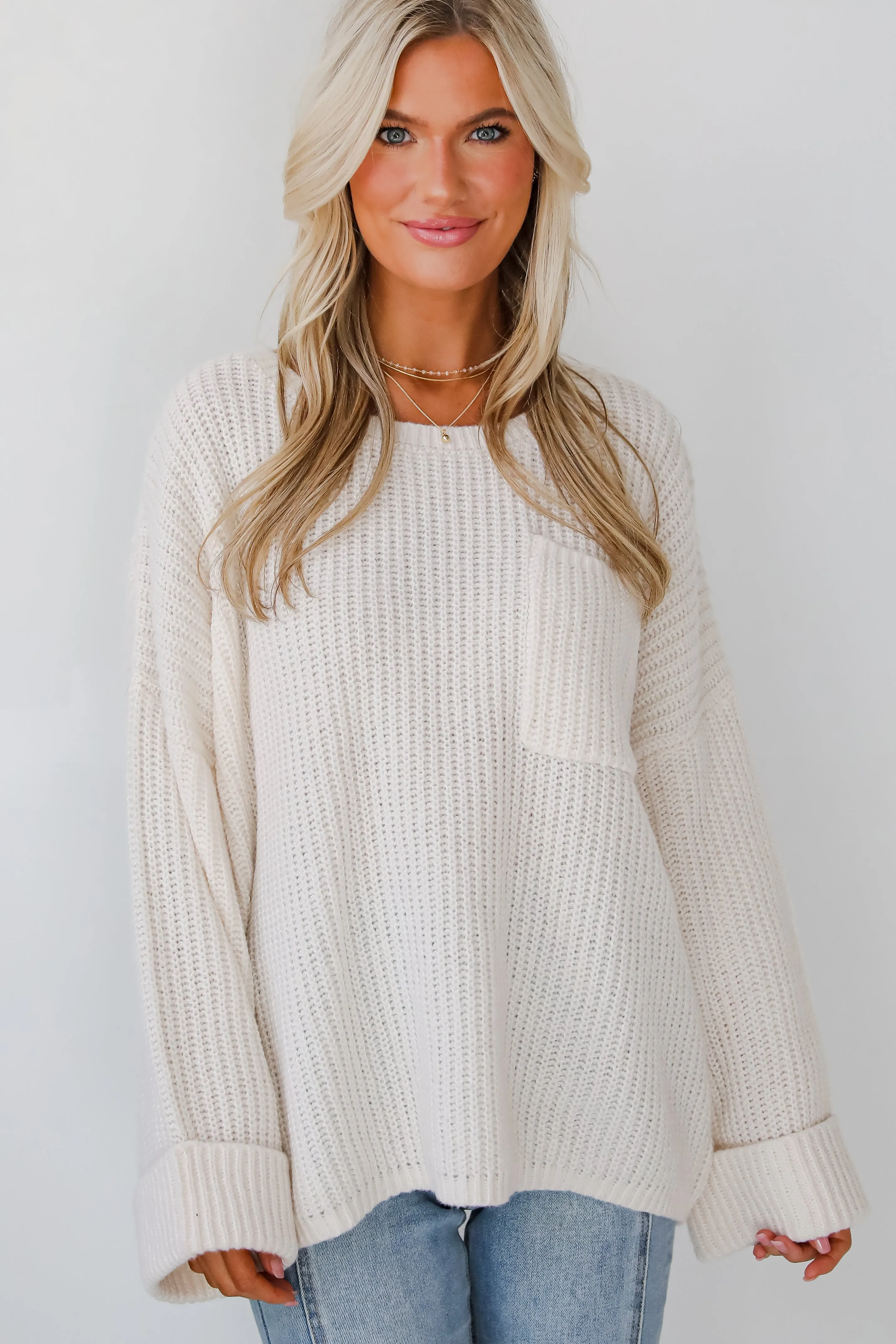 Cozy Expression Off White Oversized Sweater