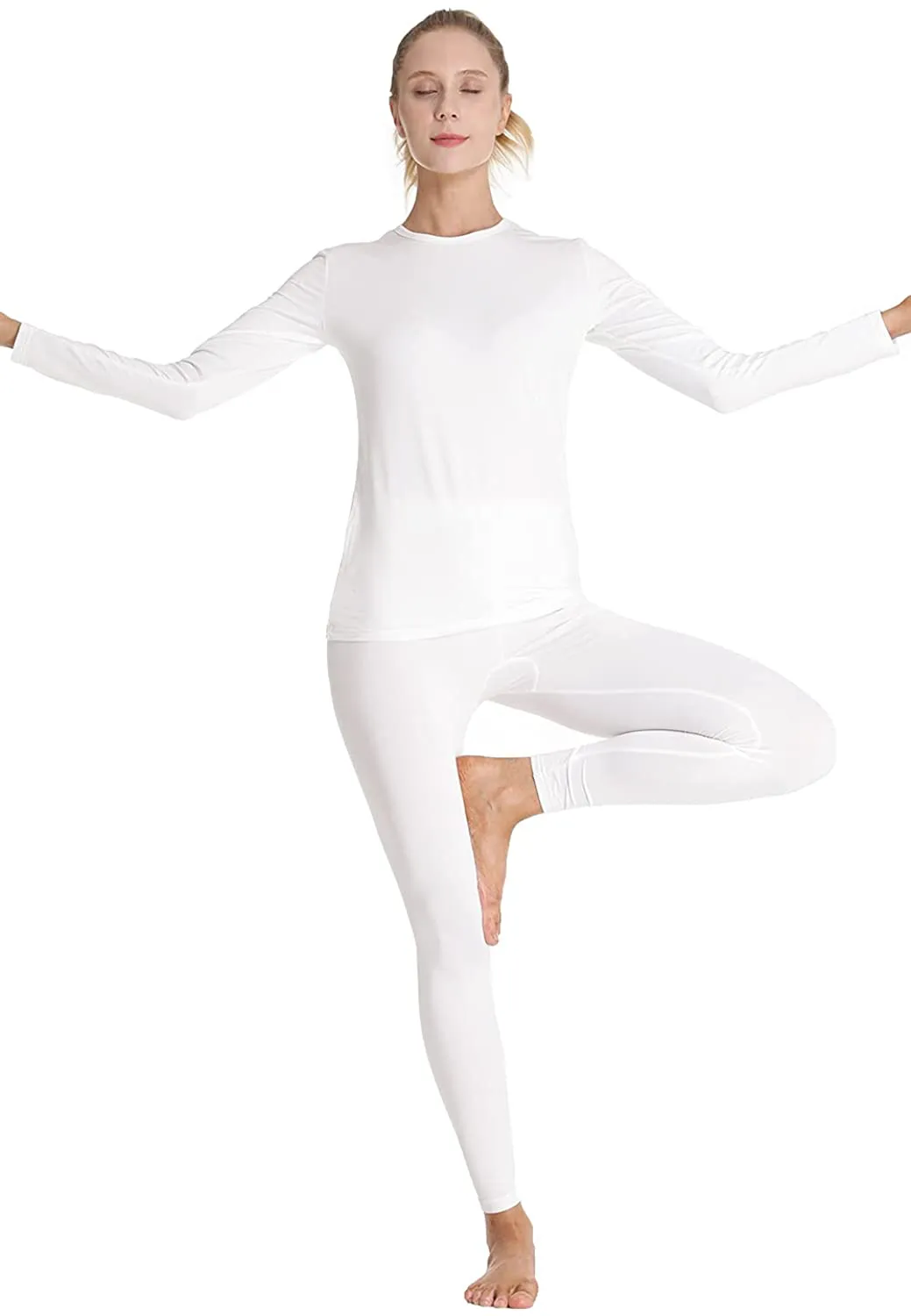 Dakiwin Women 's Thermal Underwear,Ultra-Soft Fleece Lined Winter Warm Base Layer Long,Moisture-Wicking Top & Bottom Set