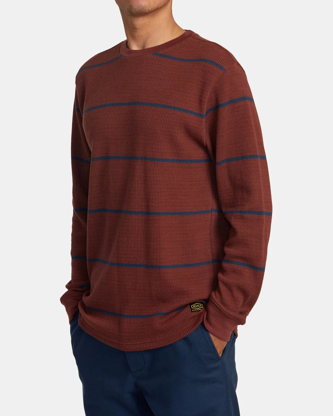 Dayshift Thermal Stripe Long Sleeve - Red Earth