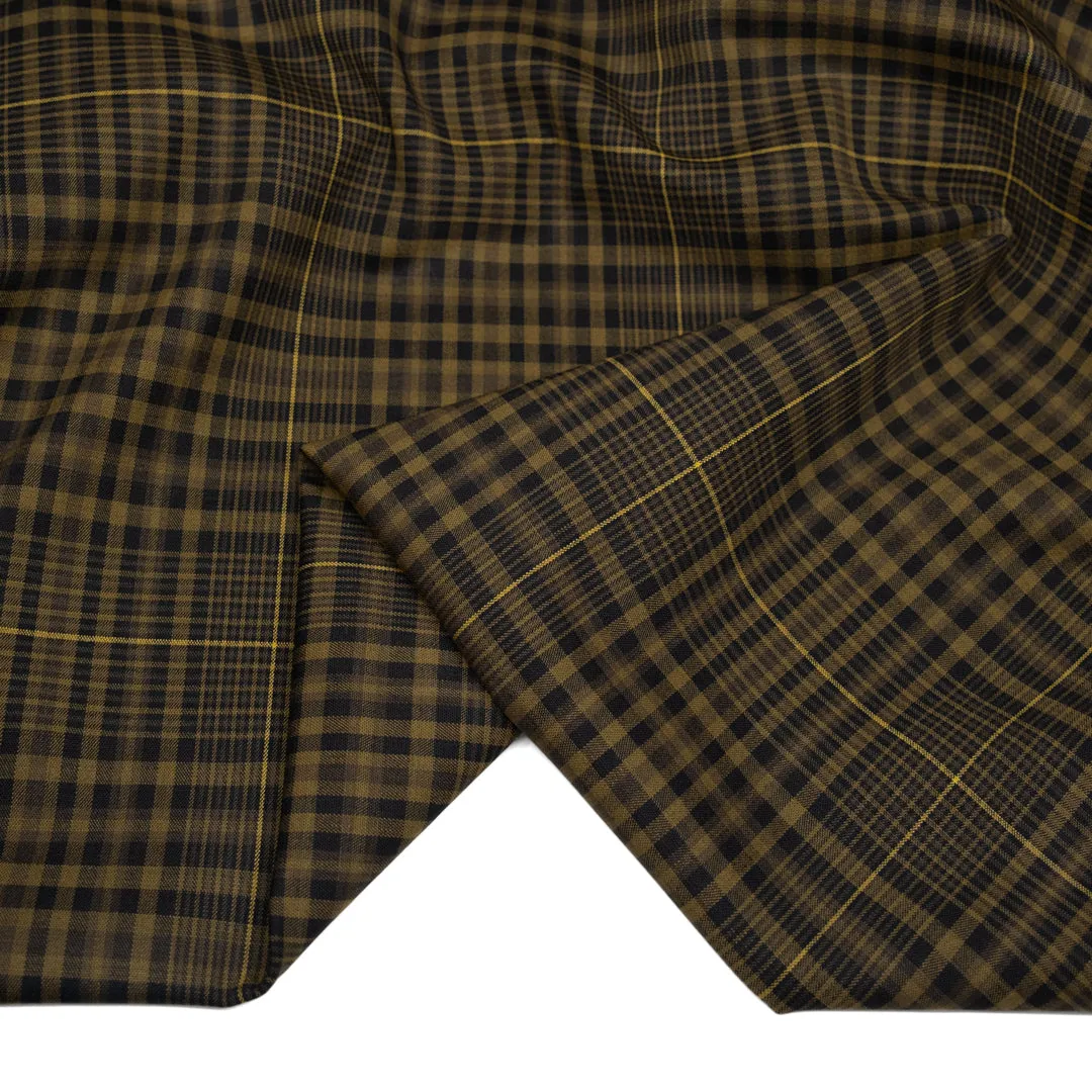 Deadstock Plaid Double Faced Poly Wool Stretch Suiting - Bookworm