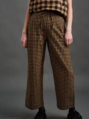 Emmy Drawstring Pant - Black & Tan Gingham