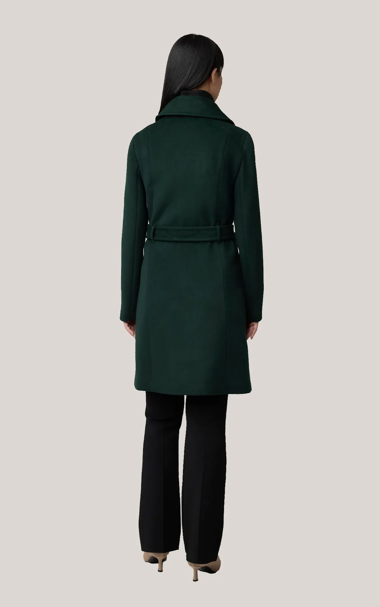 FABIANNE Trench-Style Wool Coat with High Napoleon Collar