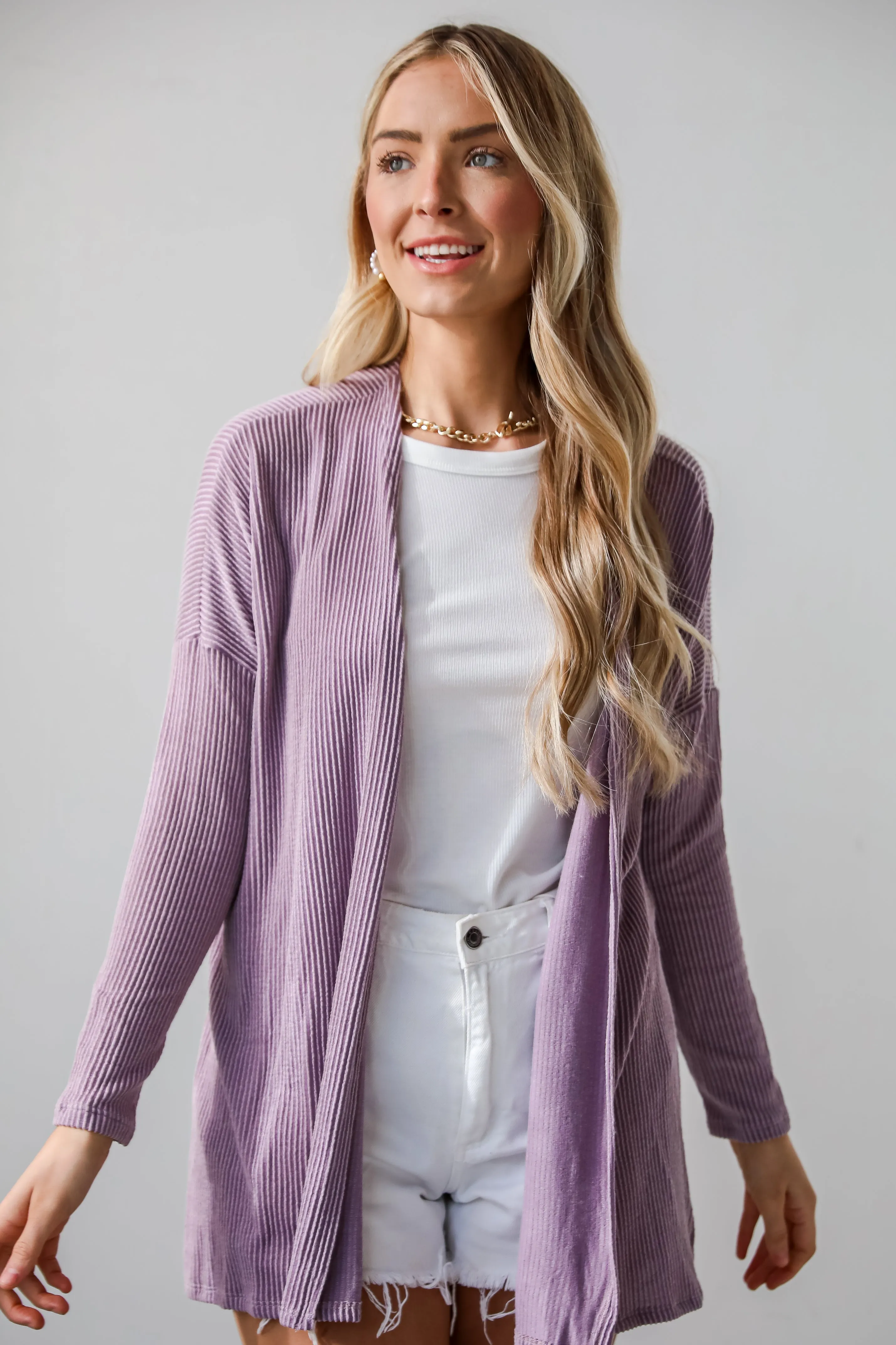 FINAL SALE - Easygoing Essence Lavender Corded Cardigan