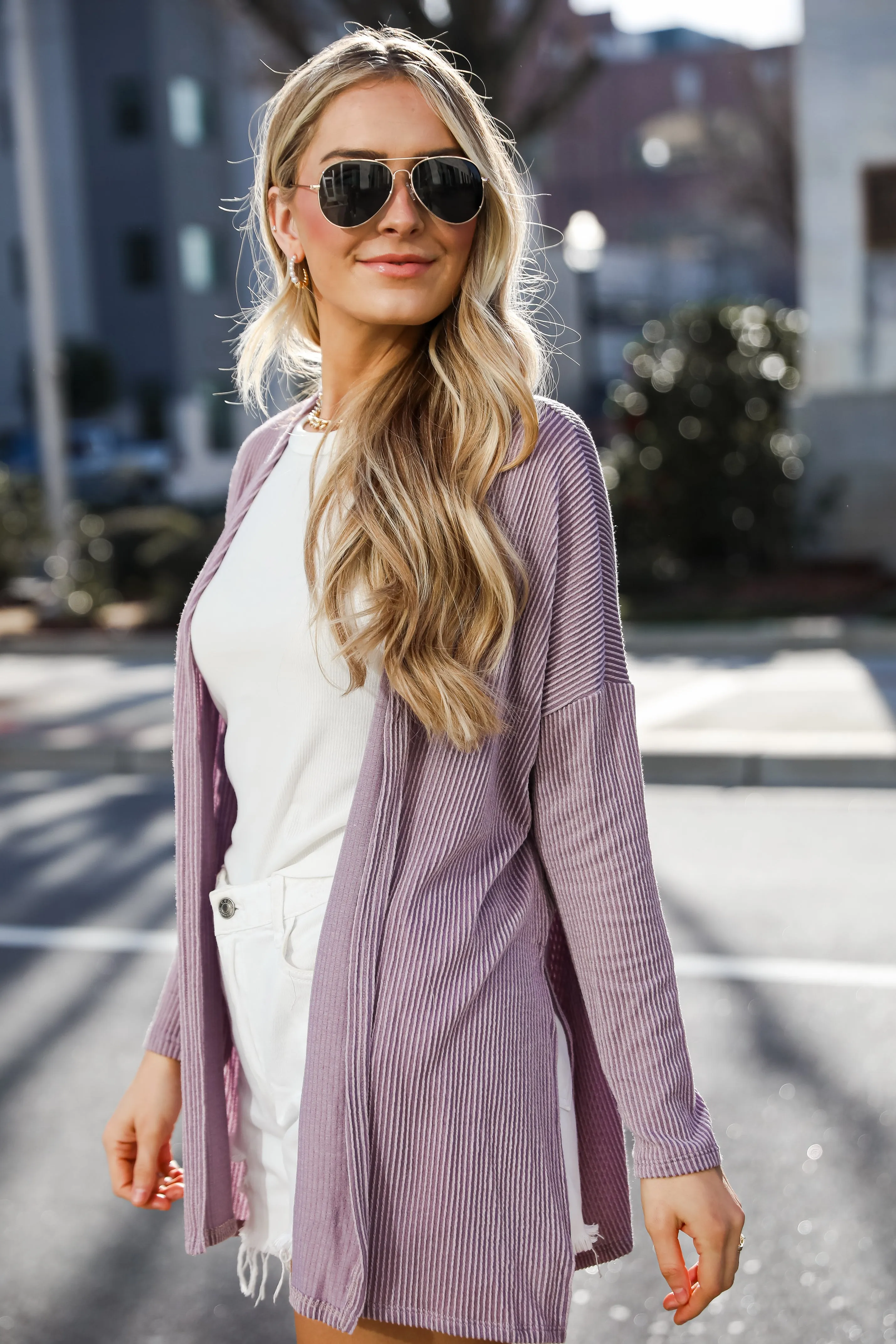 FINAL SALE - Easygoing Essence Lavender Corded Cardigan