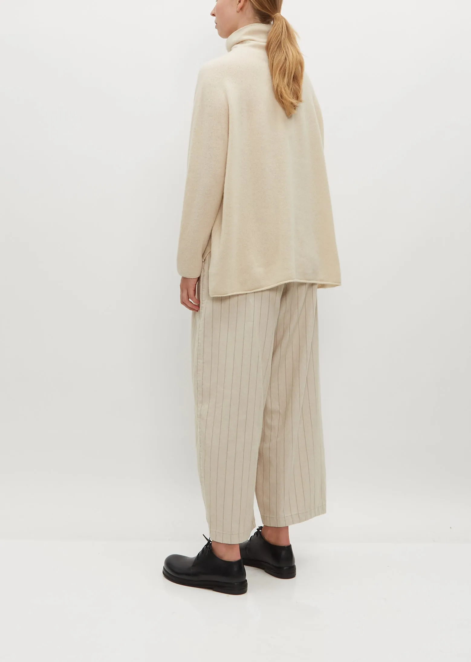 Fine Wool Loose High Neck Pullover — Ivory