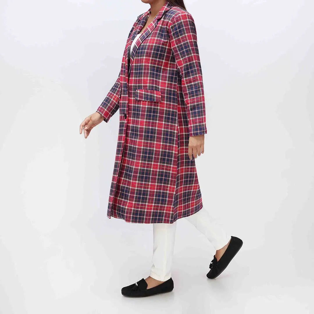 Flannel Checkered Long Coat PW3167