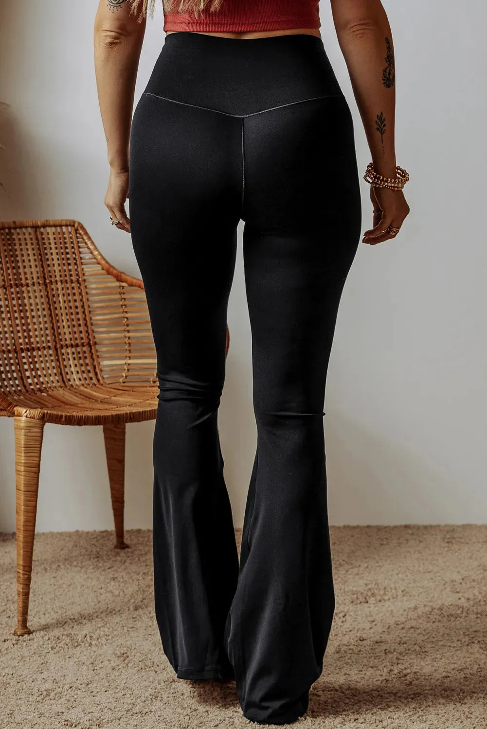 Flare & Fab Black Crossover Leggings