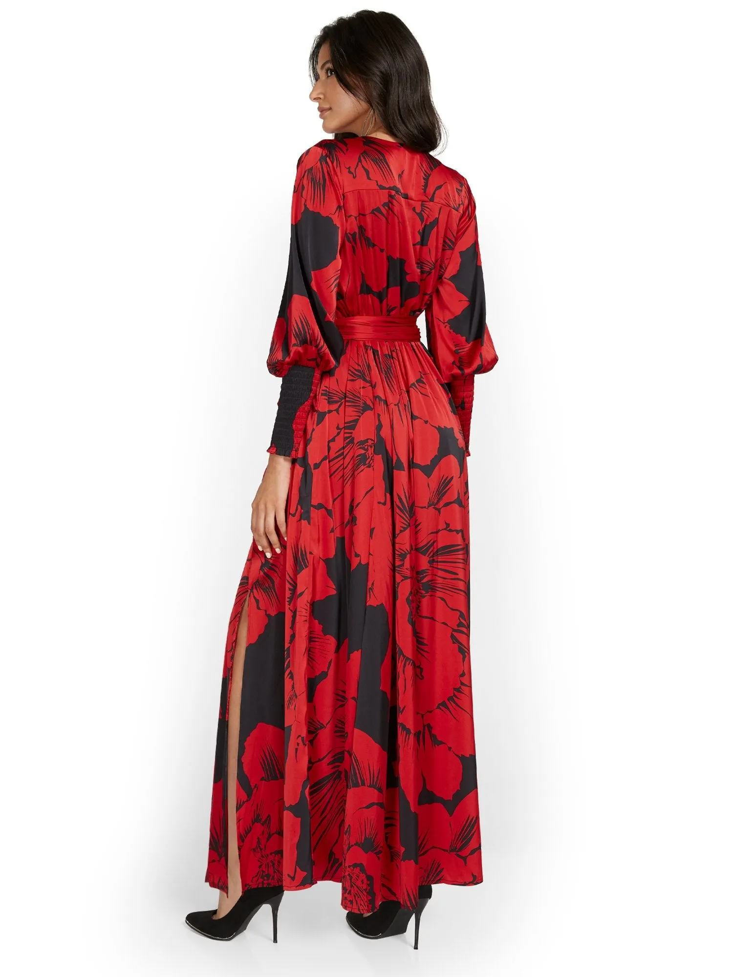 Floral-Print Maxi Wrap Dress