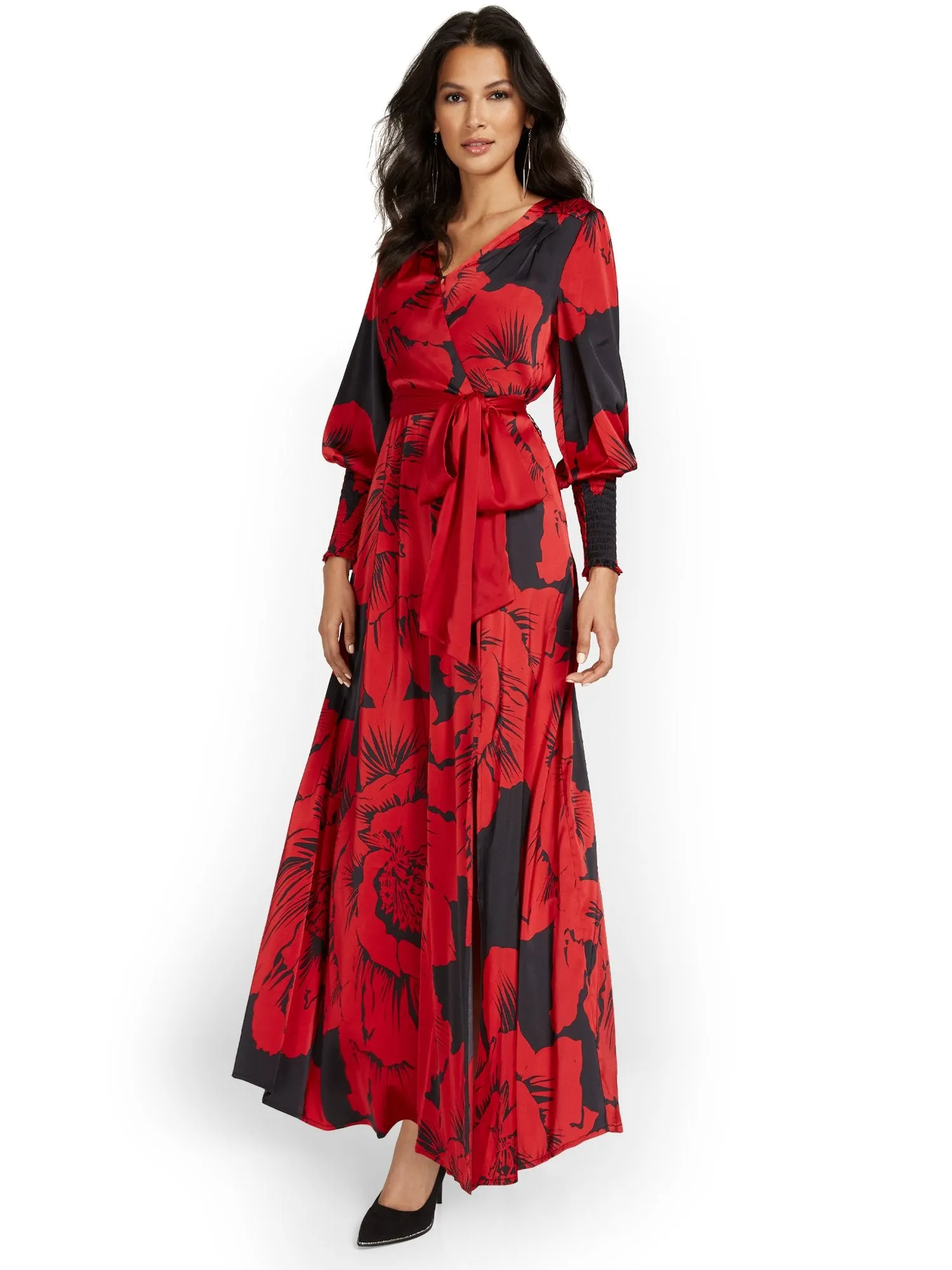 Floral-Print Maxi Wrap Dress