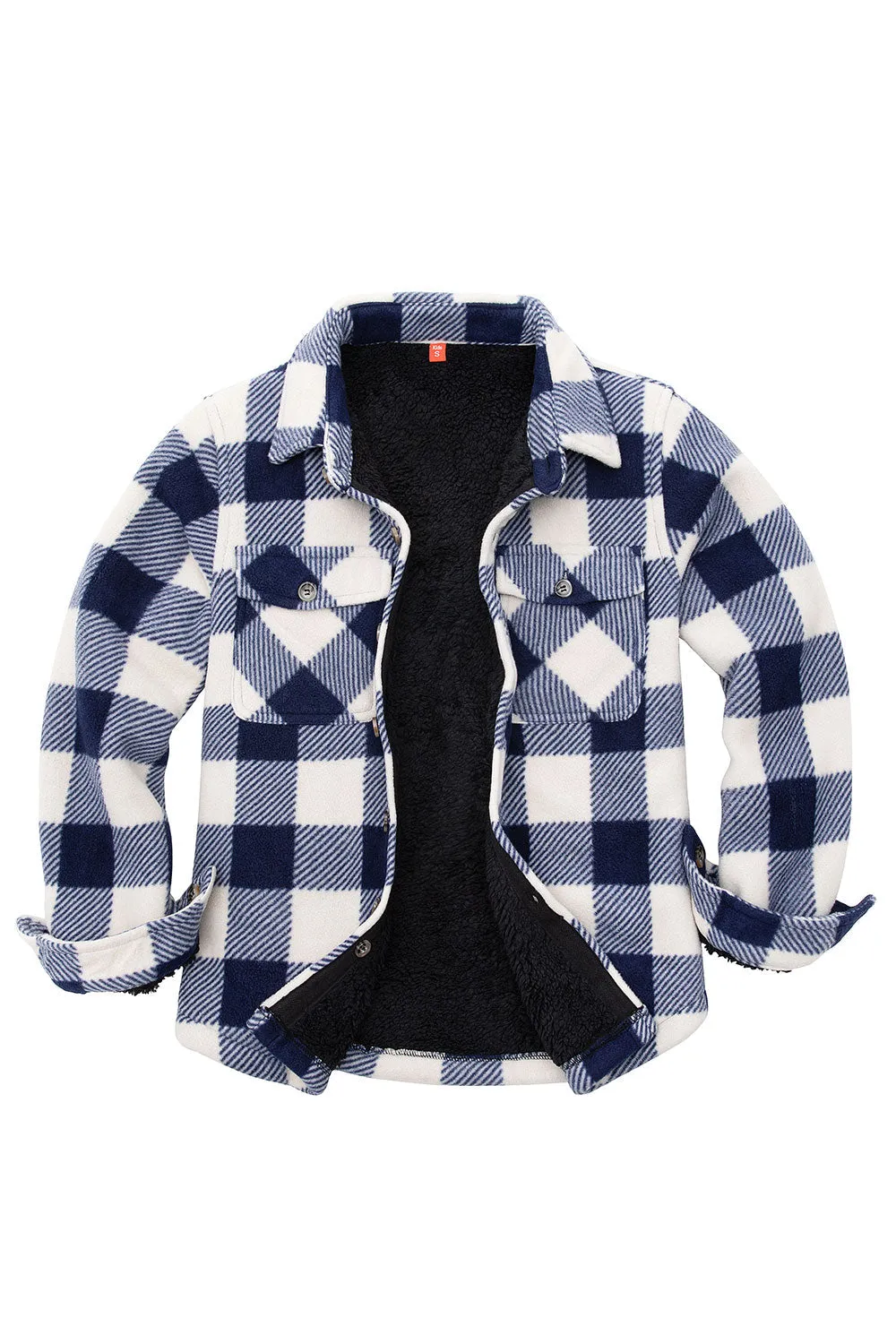 Girls Sherpa Lined Buffalo Plaid Fleece Button Down Shirt Jacket-Kids