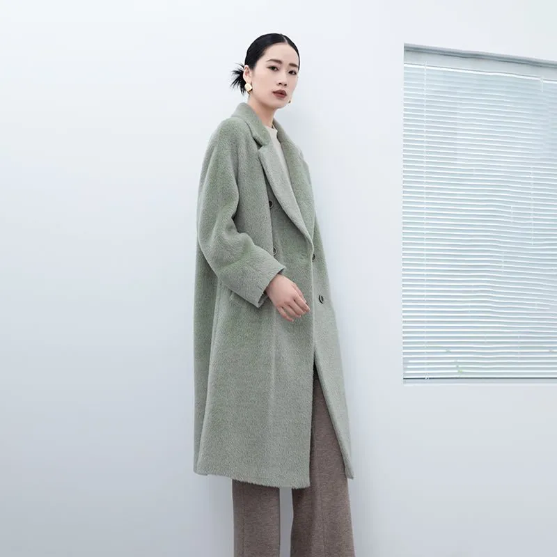 Grey Green Long Wool Coats