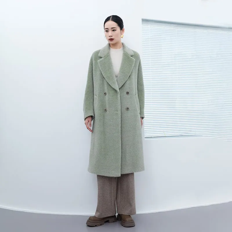 Grey Green Long Wool Coats