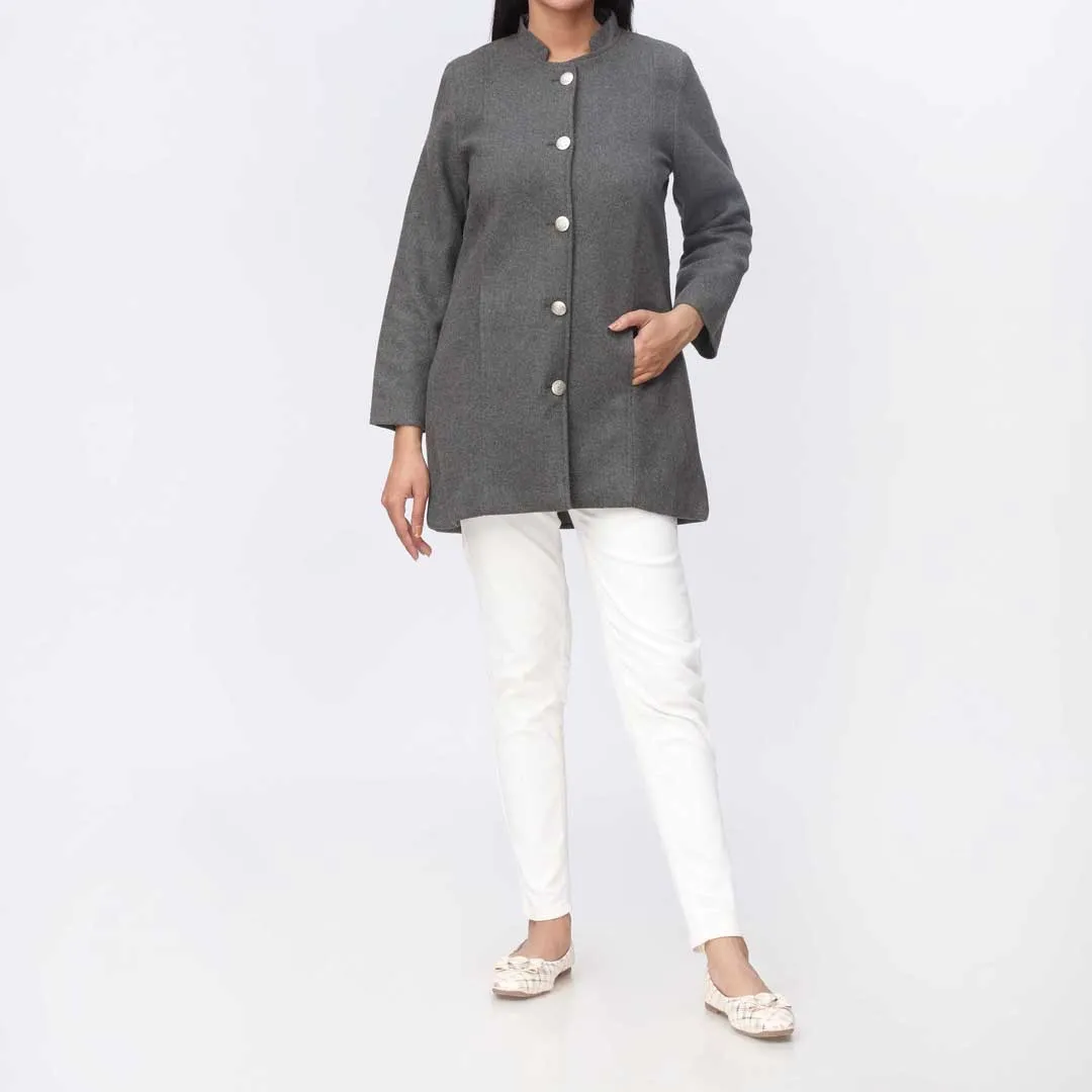 Grey Woolen Button Coat  PW9116