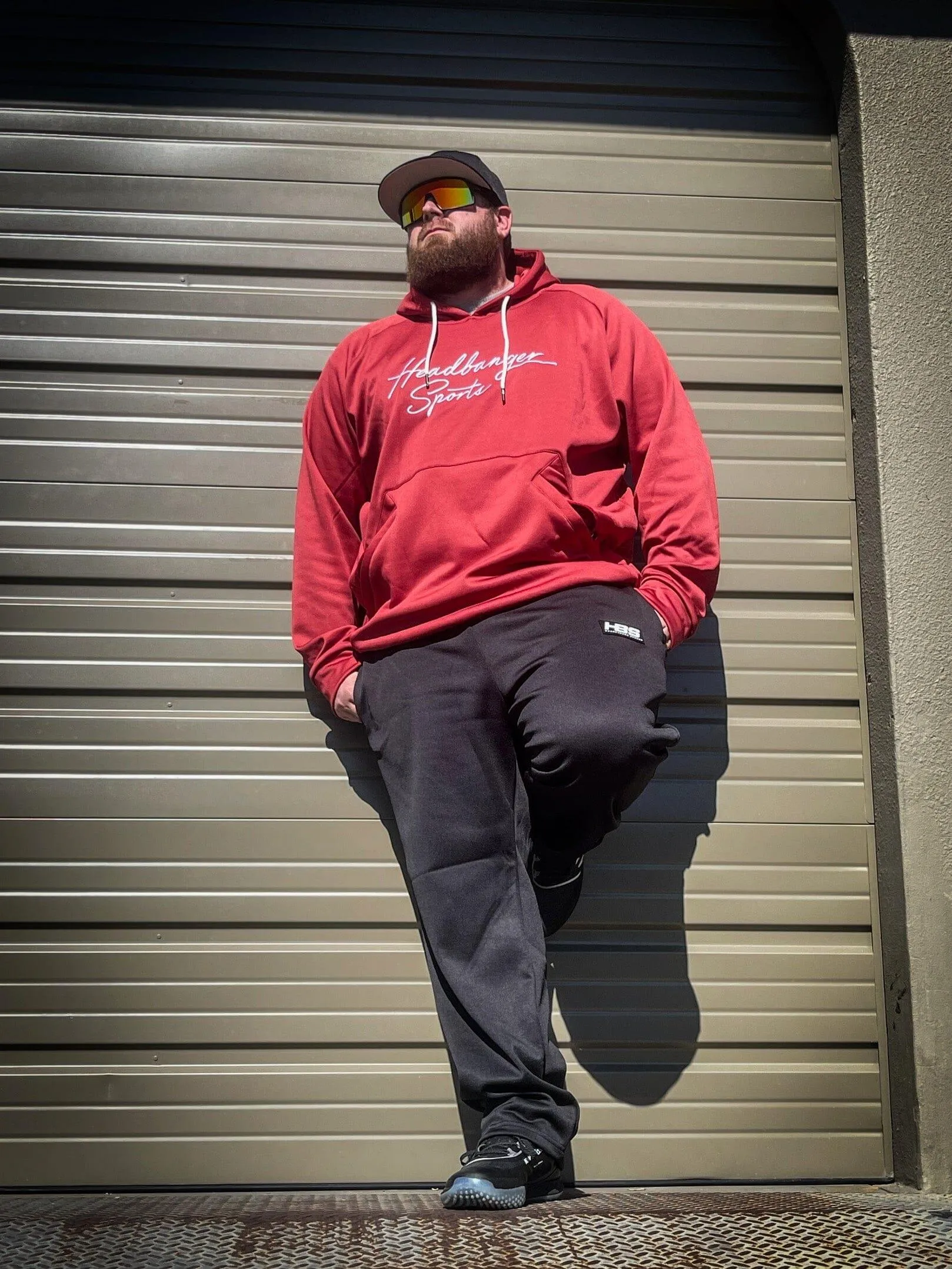 Headbanger Sports Performance Fleece Line Hoodie w/ Kangaroo Pocket: Deep Red