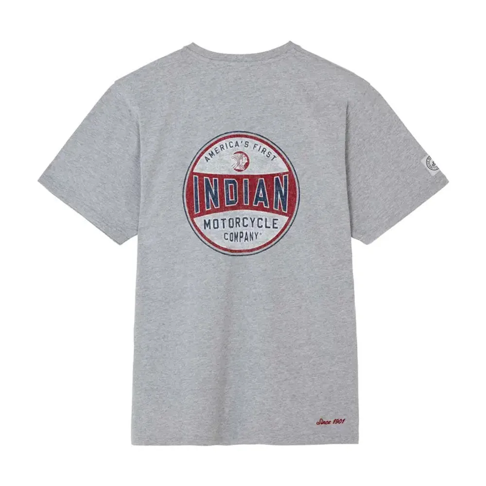 Indian Motorcycle  Mens America's First Headdress T-Shirt Tee Comfortable Grey