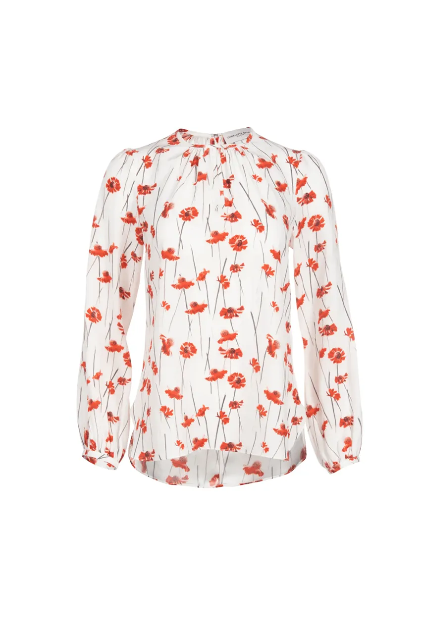 Keyhole Blouse - Red Spanish Poppy