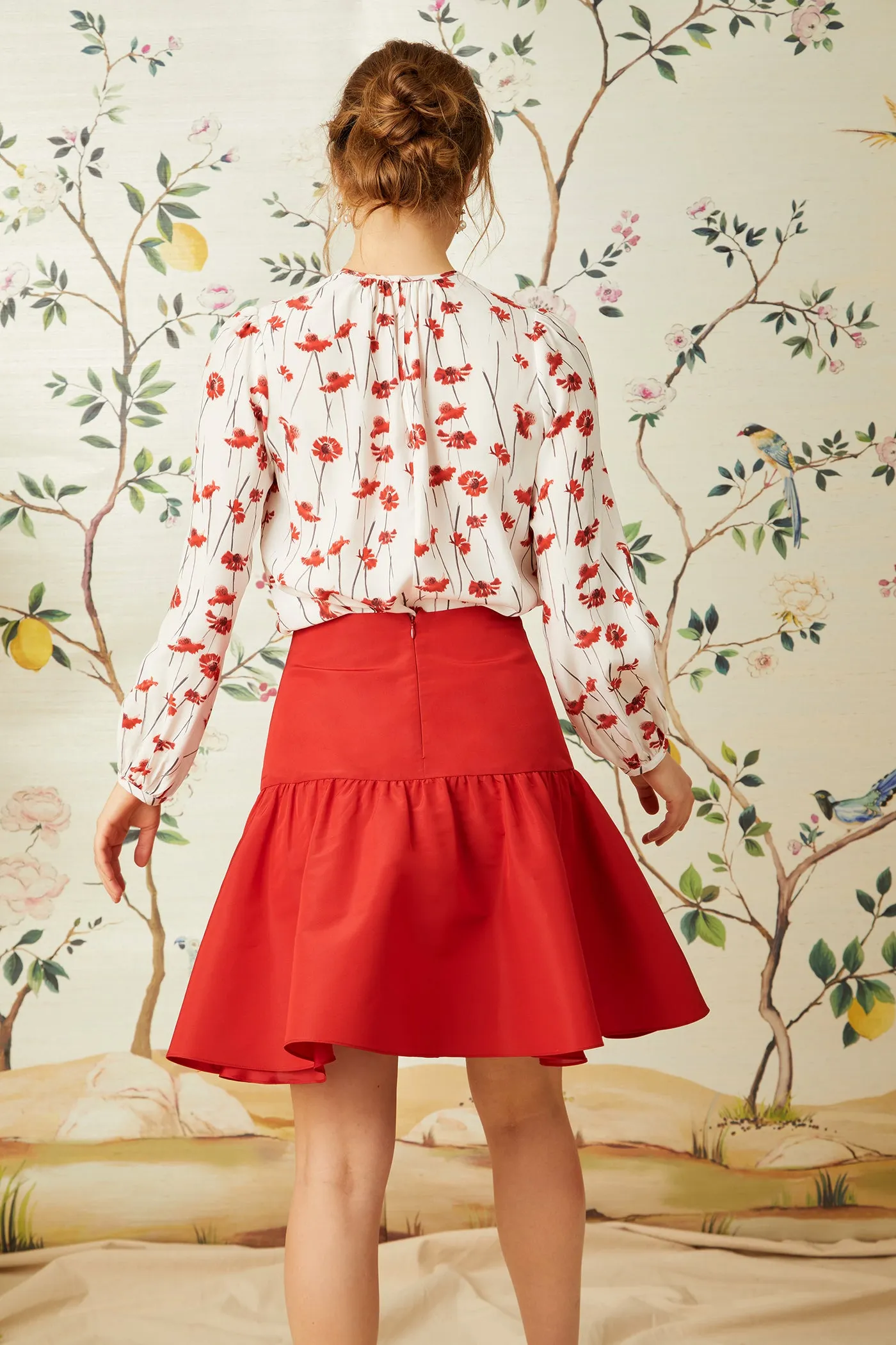 Keyhole Blouse - Red Spanish Poppy