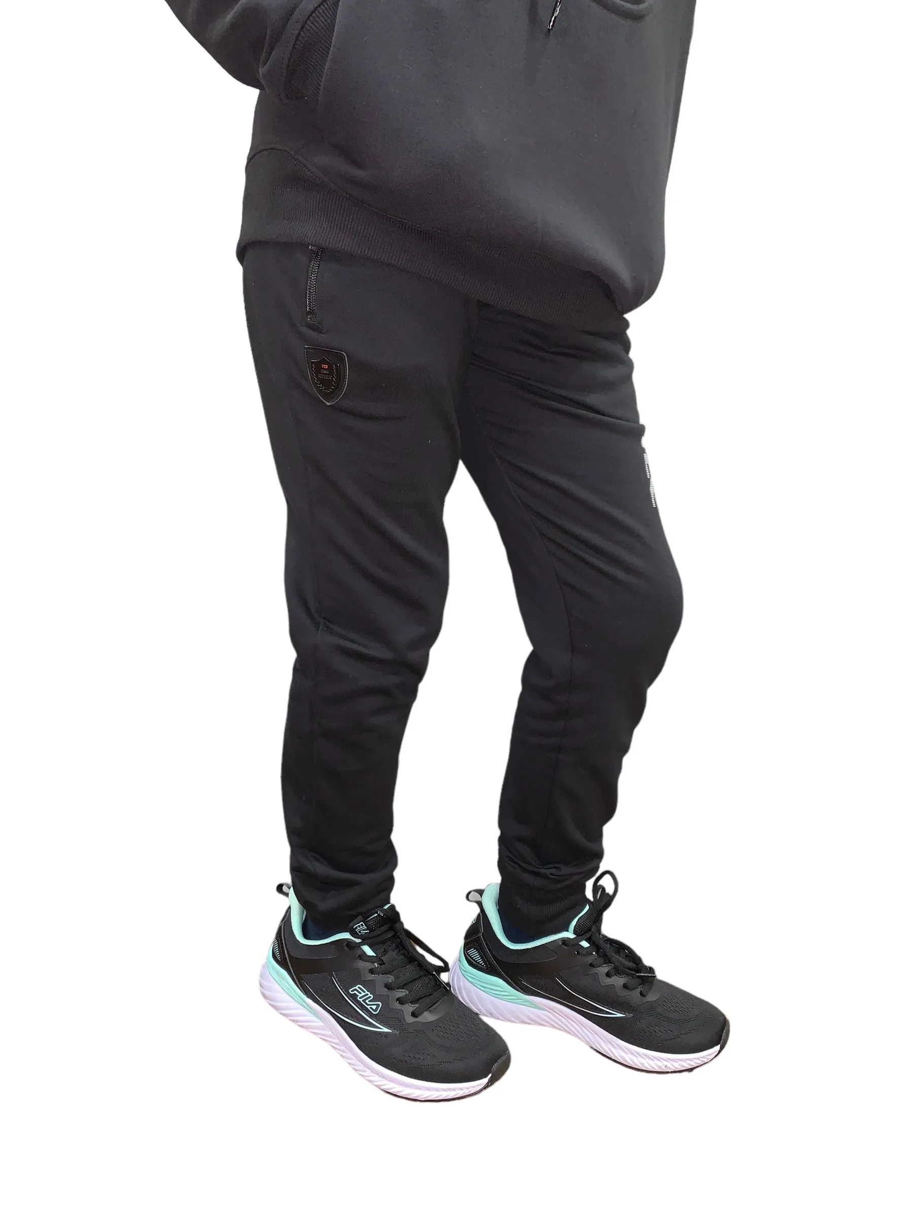 Kids Track pants with cuffed bottom #K-DOTS - Black (UNISEX)