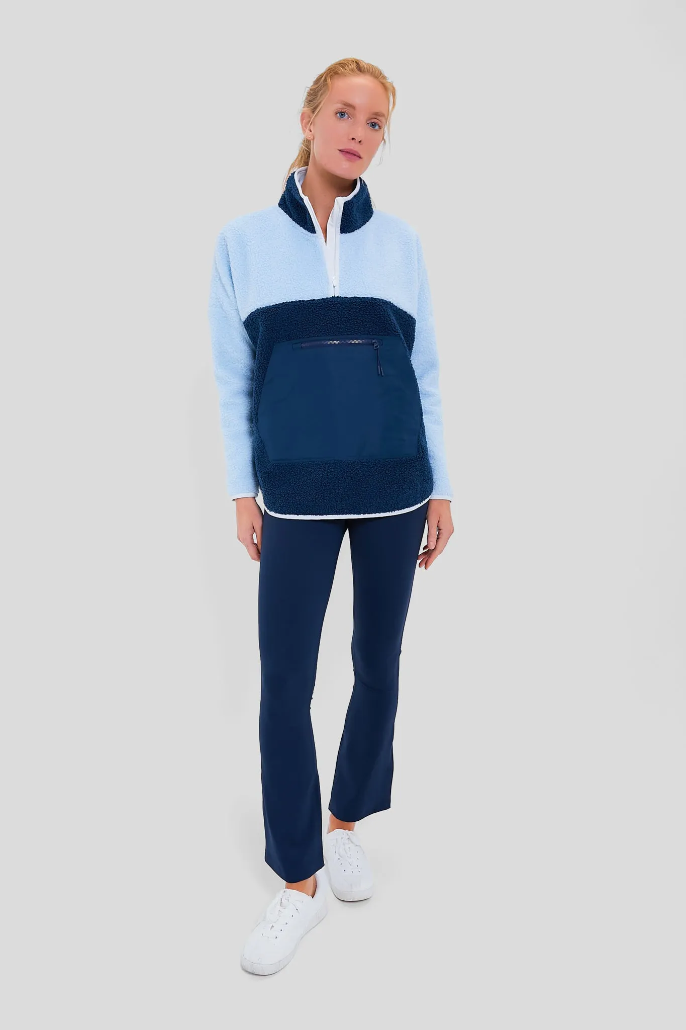 Light Blue and Navy Fleece Cady Quarter Zip