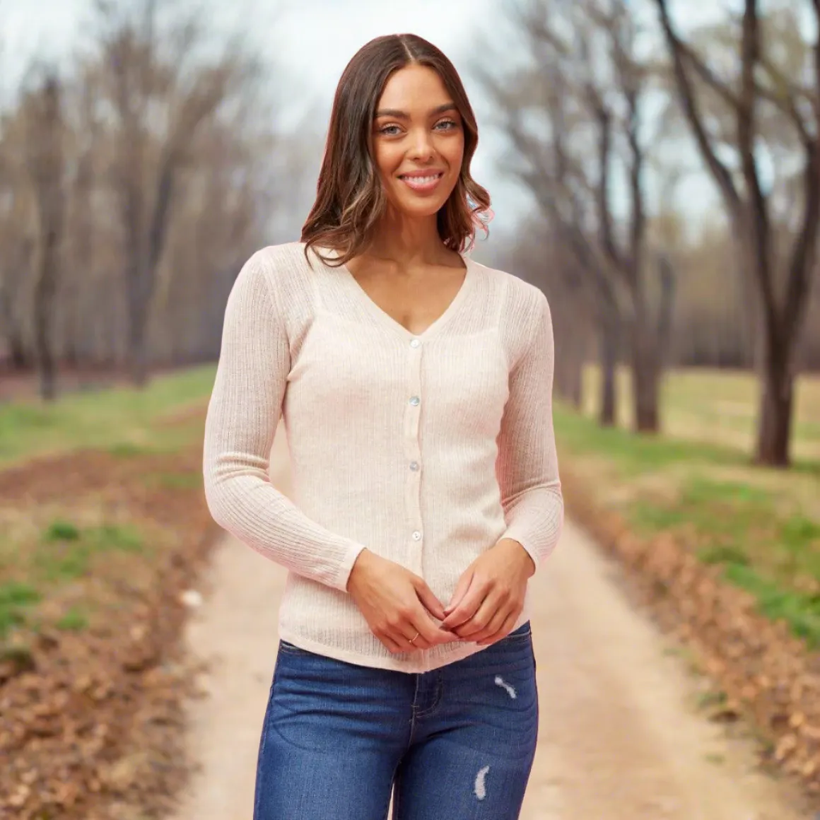 Long Sleeve Button Down Knit Cardigan Oatmeal