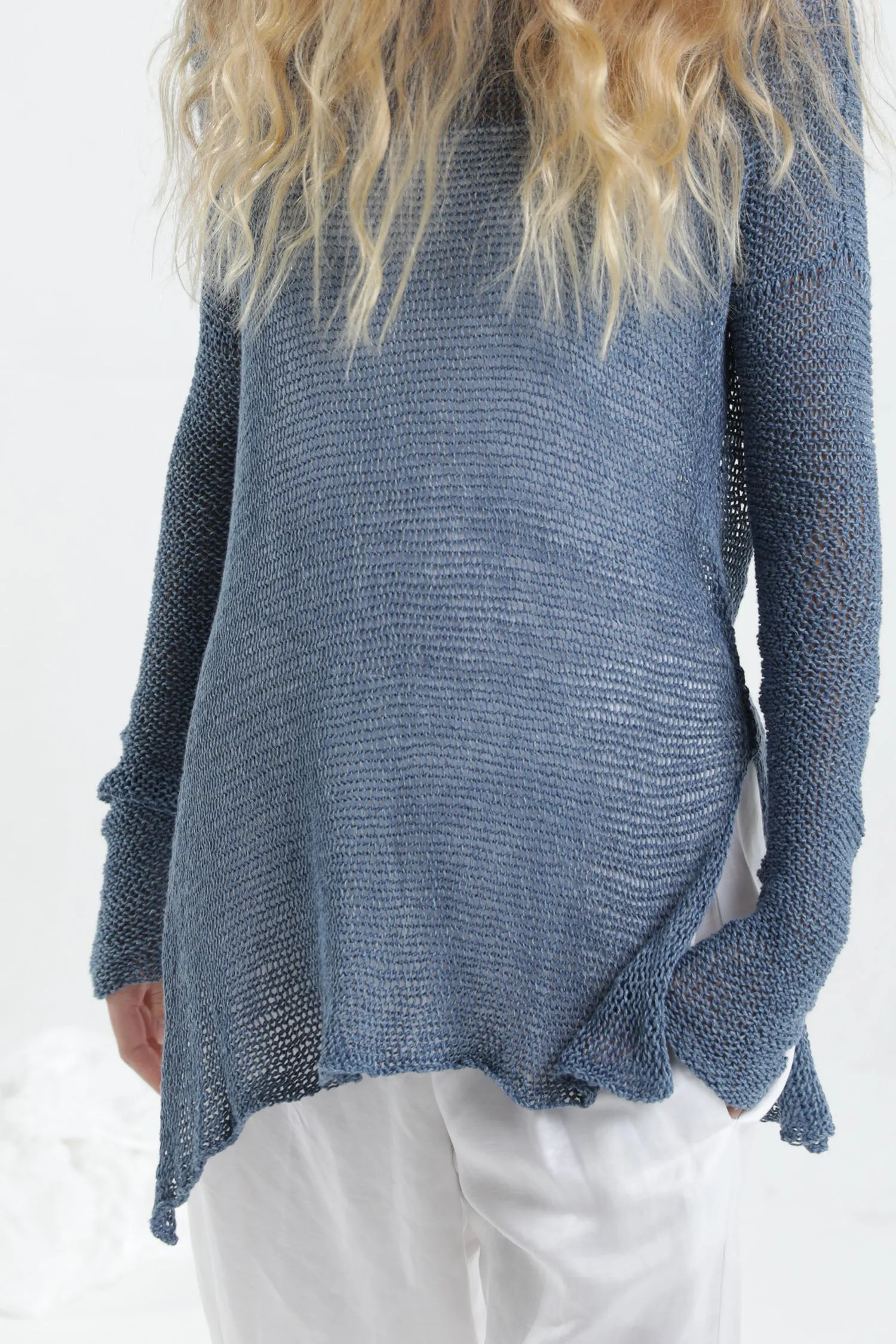 Loose knit sweater with side slits - Light Taupe