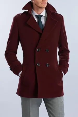 Men Wine Wool Overcoat trench style overcoat for winters Jacket Coats men's casual Long Solid Coat Outwear